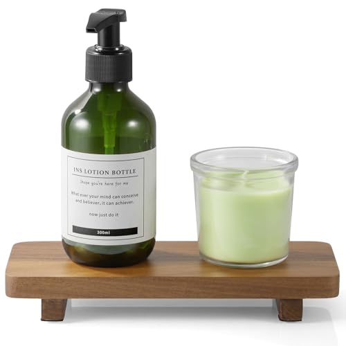 X-Small Acacia Wood Bathroom Tray Pedestal Stand Farmhouse Kitchen Decor Decorative Wooden Riser Soap Dish Sponge Holder for Vanity, Counter, Sink, 8.6" x 3.6" - size: X-Small:8.6" x 3.6"