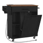 HOOBRO Kitchen Island with Trash Can Storage, Rolling Kitchen Island on Wheels, Mobile Island Cart with Power Outlet, Islands Table for 10 Gallon Garbage Bin, Rustic Brown and Black BF80UZD01G1 - color: Rustic Brown + Black