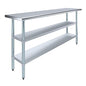 Stainless Steel Work Table with 2 Shelves | Metal Utility Table | Commercial & Residential NSF Utility (Stainless Steel Table with 2 Shelves, 72" Long x 18" Deep) - size: 72" Long x 18" Deep
