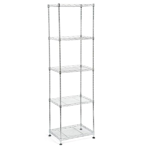 Chrome Small 5 Tiers Wire Shelving NSF Certified. Adjustable Storage Rack for Kitchen,Garage,and Laundry Utility Room (Chrome-Small-5Tiers-16x12x55) - size: Chrome-5Tiers-16x12x55"