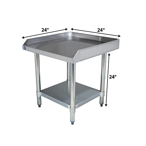 Stainless Steel Equipment Grill Stand with Adjustable Undershelf | Heavy Duty 18-Gauge Top | NSF Certified for Commercial Kitchen & Utility Use (24"x24") - size: 24"x24"