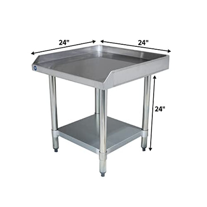 Stainless Steel Equipment Grill Stand with Adjustable Undershelf | Heavy Duty 18-Gauge Top | NSF Certified for Commercial Kitchen & Utility Use (24"x24") - size: 24"x24"