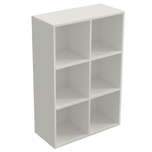 OSCHF 6-Cube Storage Shelf Bookcase - Wooden 3-Tier Floor Standing Open Bookshelf for Home and Office, Display Cabinet, Warm White - color: Warm White, size: 6-Cube