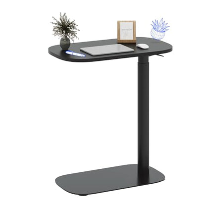 FLEXISPOT Adjustable C Table, Mobile Snack Side End Table Sofa Couch Bedside Table Laptop Cart TV Tray Night Stand Small Space Side Table(23.6" W x 13.8" D,Black) - color: Black, size: Small