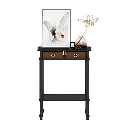 Furinno Turn-N-Tube Tall-Wide Hallway Console Table with Bin, Espresso/Brown - color: Espresso/Brown, size: 1-Pack