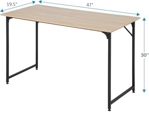 Dkelincs 47 Inch Computer Desk Home Office Desk Gaming Writing Desk Modern Simple Style Study Work Table with Metal Frame, Large Legroom, Adjustable Feet, Water-Resistant, Nature - color: Nature, size: 47 Inch