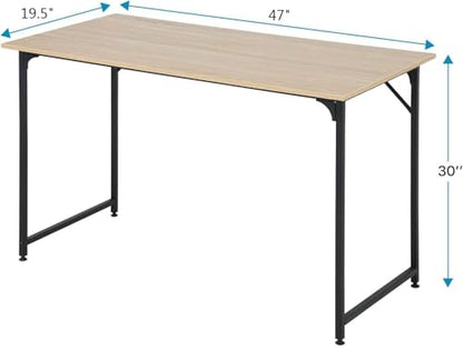 Dkelincs 47 Inch Computer Desk Home Office Desk Gaming Writing Desk Modern Simple Style Study Work Table with Metal Frame, Large Legroom, Adjustable Feet, Water-Resistant, Nature - color: Nature, size: 47 Inch