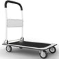 Heavy Duty Foldable Push Cart Dolly | 660 lbs. Capacity | Upgraded Collapsible Hand Truck Folding Platform with Swivel Wheels | Flat Bed Moving Wagon | Space Saving Push Handle (White) - color: White, 660 Lbs. Capacity