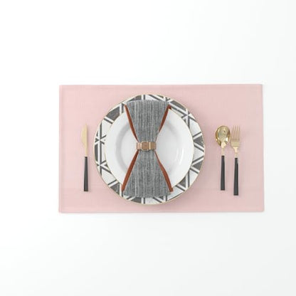Set of 4 Soft Linen Handmade Placemats Heat Resistant Dining Table Place Mats Kitchen Table Mats 12 x 18 Baby Pink - color: Baby Pink, size: Rectangular Placemats 12" x 18"