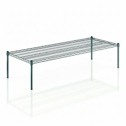 24" x 60" x 14" Green Epoxy Wire Storage Shelf | Dunnage Rack, Commercial, 1 Tier, Small Shelf - color: Green, size: 24"D x 60"W x 14"H