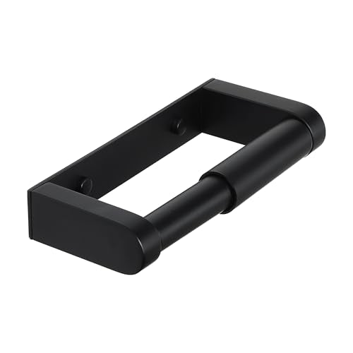 Alise Black Toilet Paper Holder Wall Mounted with Adhesive or Wall Drilling | Spring Loaded Bathroom Toilet Paper Holder, SUS304 Stainless Steel, Toilet Paper Roll Holder for Bath Kitchen Washroom, RV - color: Matte Black, size: No Shelf
