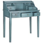 SAFAVIEH Furniture - Landon 5-Drawer Writing Desk - Teal - Solid Wood - Classic Hutch Design - Ideal for Home Office, Living Room, Den, 36.2" W x 19.1" D x 40.5" H (AMH6516E) - color: Teal
