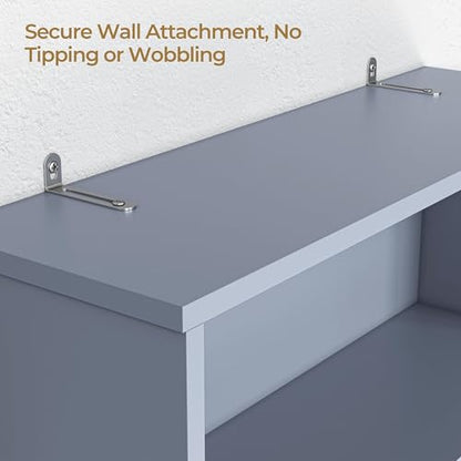 Yaheetech 77'' H Over the Toilet Storage Cabinet, Bathroom Organizer, Gray | Freestanding Cabinet with Adjustable Shelf for Small Space, Slim 8'' Depth, 2 Doors Hide Clutter, Anti-Tip Kit Included
