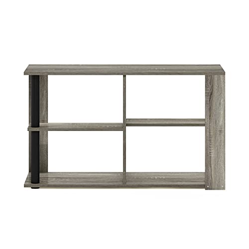 Furinno Romain Narrow End Table with Shelves, French Oak/Black - color: French Oak/Black, size: Narrow End Table