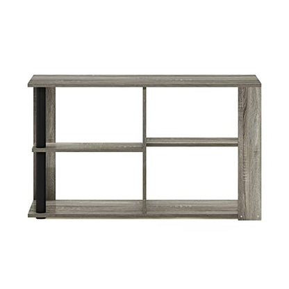 Furinno Romain Narrow End Table with Shelves, French Oak/Black - color: French Oak/Black, size: Narrow End Table