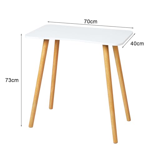 Compact Wooden Computer Desk for Small Spaces, Minimalist Solid Wood Leg Study Table with 70×40cm Smooth Desktop Surface, 150kg Load Capacity, Ideal for Bedroom and Apartment White