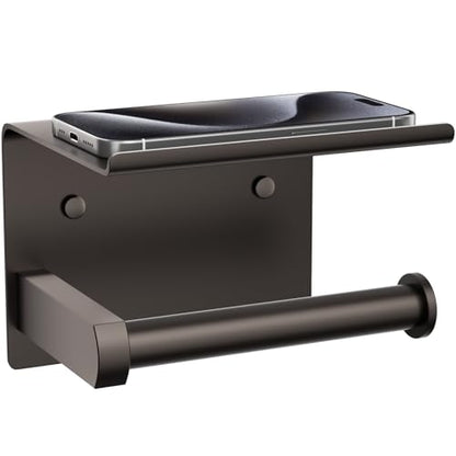 Toilet Paper Holder with Shelf Wall Mounted Toilet Paper Roll Dispenser | Heavy Duty Stainless Steel Bronze - color: D-bronze