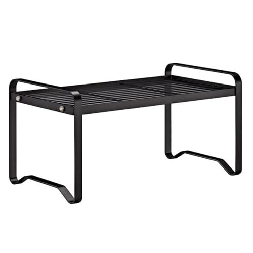 Metal Wire Cabinet Shelf - Multi-Functional Storage Rack for Kitchen, Pantry, Countertop & Under Cabinet - Spice Holder, Bookshelf & Cup Display Stand - Black, 1-Tier 16" L - color: Black, size: 1-Tier 16" L