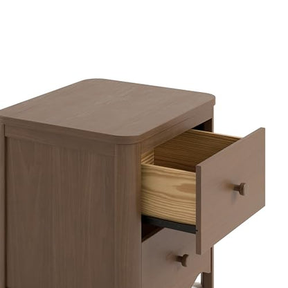 Storkcraft Casablanca 2 Drawer Nightstand, Hazelnut | GREENGUARD Gold Certified, Storage for Kids Bedroom, Premium Wood Nightstand with Iconic Wave Detailing and Rounded Posts - color: Hazelnut, style: Nightstand