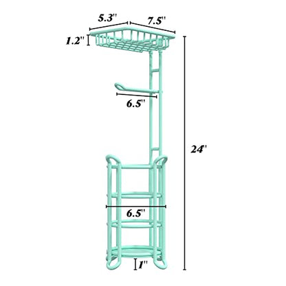 Toilet Paper Roll Holder Stand Nautical Bathroom Tissue Dispenser with Shelf for Larger Rolls-Mint - color: E-mint