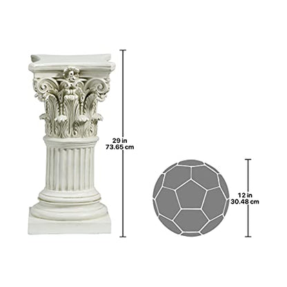 Design Toscano Corinthian Pedestal Column Plant Stand, Medium 29 Inch Tall, Cast Stone Resin, Antique Stone Finish - size: Medium, style: Corinthian