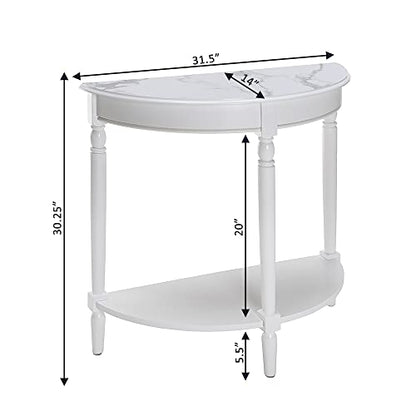 Convenience Concepts French Country Half-Round Entryway Table with Shelf, White Faux Marble/White - color: White Faux Marble/White