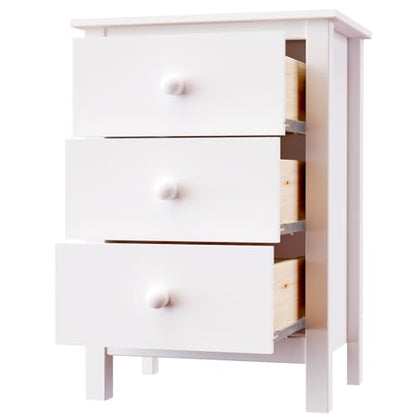From the Tree Furniture Solid Wood Extra Tall Nightstand for Bedroom with 3 Deep Storage Drawers (White) (BS301) - color: White