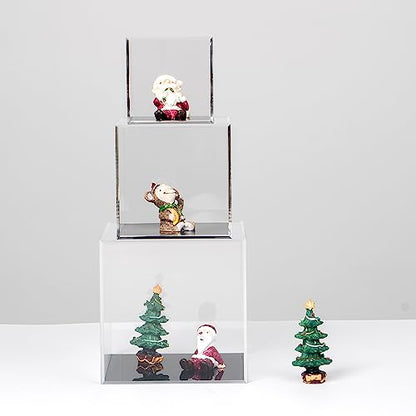 Clear Acrylic Boxes for Collectibles Display, Removable Countertop Storage Box Cube Organizer Stand Riser, Dustproof Protection Showcase for Crystals Minerals Slab Fossil Coral, 3x3x3Inch