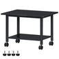 Lerliuo Under Desk Printer Stand, 2-Tier Industrial Mobile Printer Table with Storage Shelf and Steel Frame, Rolling Printer Cart Holder with Lockable Wheels for Home, Office (Black) | Black Small Mobile Printer Cart Desk for Home Office, Lockable Wheels,