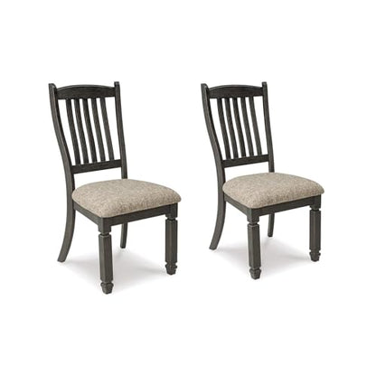 Signature Design by Ashley Tyler Creek Dining Room Upholstered Side Chair, 2 Count, Solid Wood, 19.25" H, Black and Grayish Black - color: Black