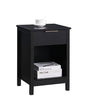 Nightstand with Drawer,Wooden End Table with Drawer and Opening Shelf,Side Table for Bedroom,Black - color: Black, style: 1 Drawers