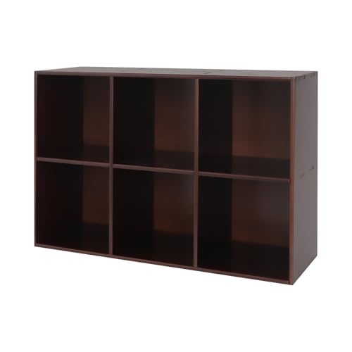 6 Cube Storage Organizer - Solid Wood Bookshelf 11.8" Deep Open Cubby Shelf,29.5" Height Kids Friendly Bookcase,44 lbs Per Shelf Capacity Floor Standing Shelves for Living Room,Bedroom,Kids Room - size: 6-Cube-Brown