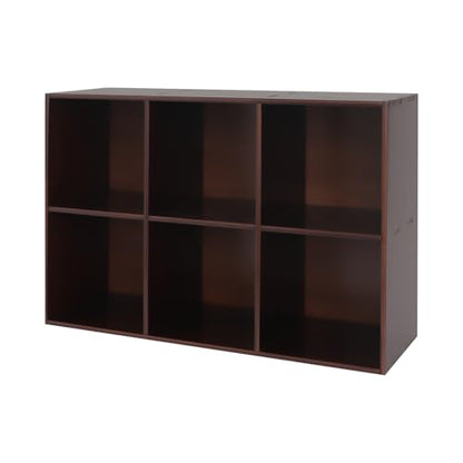 6 Cube Storage Organizer - Solid Wood Bookshelf 11.8" Deep Open Cubby Shelf,29.5" Height Kids Friendly Bookcase,44 lbs Per Shelf Capacity Floor Standing Shelves for Living Room,Bedroom,Kids Room - size: 6-Cube-Brown