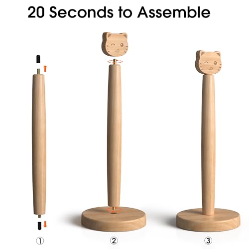 Cute Wooden Paper Towel Holder Stand - Kitchen Paper Hanger Rack Bathroom Towel Roll Stand Organizer Simply Standing Countertop Paper Roll Holder, Cat - size: Standard, style: Cat