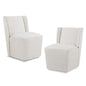 KISLOT Upholstered Dining Chairs Set of 2 with Casters, Wingback Modern Side Armless Deskchair with Rollers for Diningroom Bedroom Livingroom Reading Room, Linen Fabric - color: A Linen Fabric, size: Set of 2