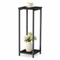 10" Wide Square Drink Table with Adjustable Feet - 2-Tier Small Side Table for Apartments, Balcony & Office | Space-Saving, Lightweight & Multi-Functional (Plants, Books, Drinks, Black) - color: Black, size: 2-Tier-10"wide