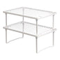 Amazon Basics Space-Saving Stackable Metal Kitchen Cabinet Organizer Shelves for Dishes, Pantry Organization, 12.5" L x 8" D x 4.5" H, Set of 2, White