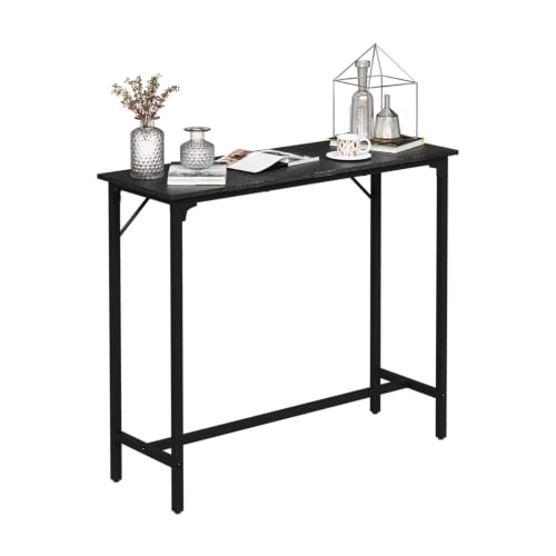 VINGLI 43 Inch Bar Table, Rectangular Counter Height Home Pub Table, Black | High Top, Multi-Scene Use for Kitchen Dining Living Room Sofa Entryway, Wooden Tabletop & Metal Base, Easy to Install - color: Black, size: 43"L