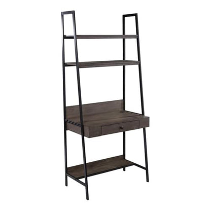 SEI Furniture - Lizvan Industrial Ladder Desk with Storage - Industrial Design, Grey Iron and Wood - Ideal for Home Office, Bedroom (HO1133637)