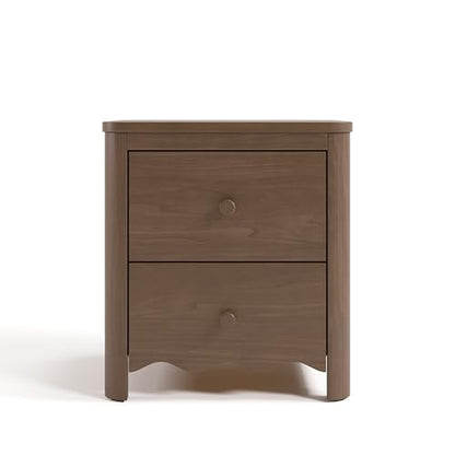 Storkcraft Casablanca 2 Drawer Nightstand, Hazelnut | GREENGUARD Gold Certified, Storage for Kids Bedroom, Premium Wood Nightstand with Iconic Wave Detailing and Rounded Posts - color: Hazelnut, style: Nightstand