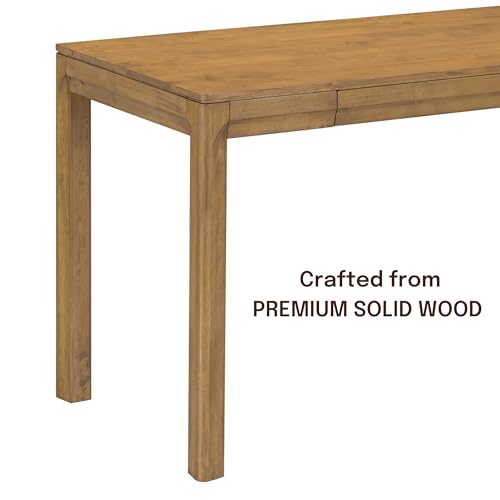 NTC Flow Modern Wooden Rectangle Desk Table with Hidden Drawer – Waterproof & Heat Resistant - Teak Look - color: Teak Look, size: 47 Inch, style: Desk