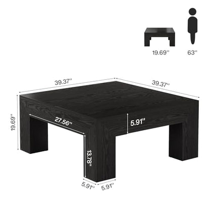 Tribesigns 39.4-Inch Square Coffee Table for Living Room, Farmhouse Accent Center Cocktail Table with Sturdy Wooden Legs, Easy Assembly, MDF, Black - color: Black