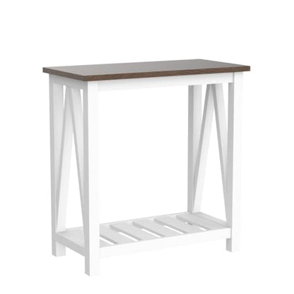 ChooChoo Farmhouse End Table Set of 2, Narrow Side Table with Shelf | Slim Bedside Table ,Small Spaces, Rustic Nightstand, Living Room, Bedroom,White - color: White, size: 2 Pack