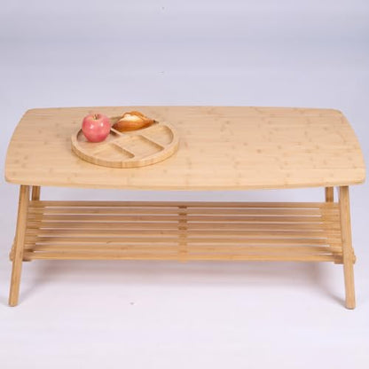 Bamboo Coffee Table Folding Floor Table,Floor Desk for Adults Low Table for Sitting on the Floor Folding Table for Living Room Japanese Table Bamboo 19.7x38.6in with Open Storage Shelf,No Assembly