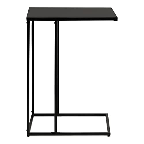 Kate and Laurel Lockhardt Metal Minimal C-Table for Bedroom or Living Room; Black; 19 x 13 x 27; Modern Narrow Side Table for Small Spaces and Bedroom Accent Piece