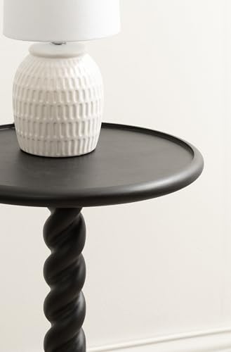 Kate and Laurel Willoughby Modern Wooden Spiraled Round Side Table, 15 x 15 x 24, Black, Accent Pedestal End Table with Turned Base for Use as Indoor Plant Stand or Bedroom Nightstand Option - color: Black