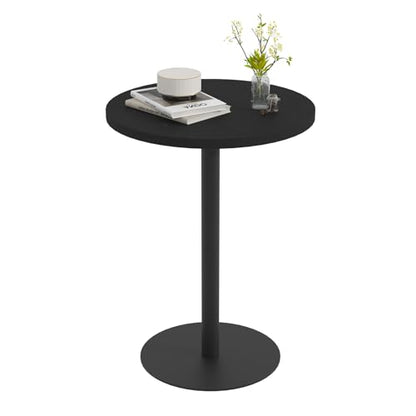 Round Side Table, C Shapde End Table for Sofa, Tv Trays Table, Small Snack Table with Metal Leg for Living Room, Bedroom, Bedside, Office (Black) - color: Black