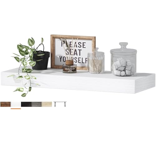 QEEIG Floating Shelf for Wall Bathroom Shelves Bedroom Kitchen Living Room Farmhouse Small Book Shelf 16 inch Set of 1, White (015-W1) - color: C. White, size: 15.7" x 6.7"