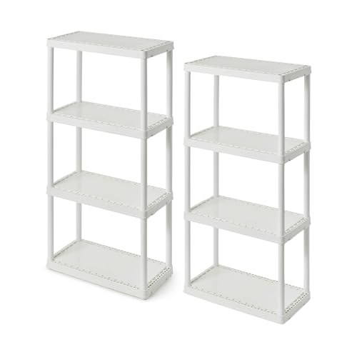 Gracious Living 4 Shelf Fixed Height Solid Light Duty Storage Unit 12 x 24 x 48 for Home, Garage, Basement, & Laundry, White (2 Pack) - color: 4 Shelf - White, size: 2 Pack