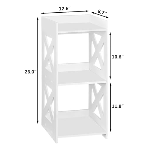 3-Tier Narrow Corner Bathroom Floor Stand, Waterproof PVC, White | Storage Shelf, Rack, Holder, Fits Tight Spaces, for Toilet Side, Laundry, Shower, Kitchen Spice Rack, Easy to Clean, 26”H - size: 3 Tier